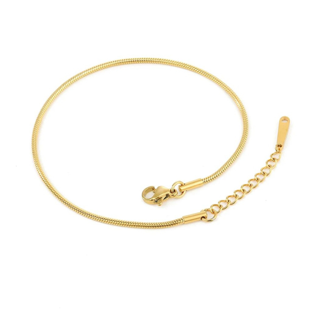 NEW‎ Women's 18k Yellow Gold Dainty Snake Chain Anklet Size 8-10”